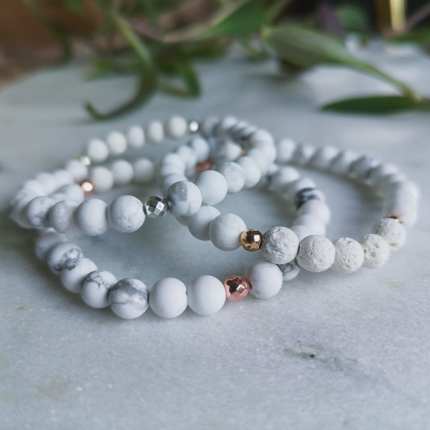 Howlite Essential Oil Diffuser Bracelet