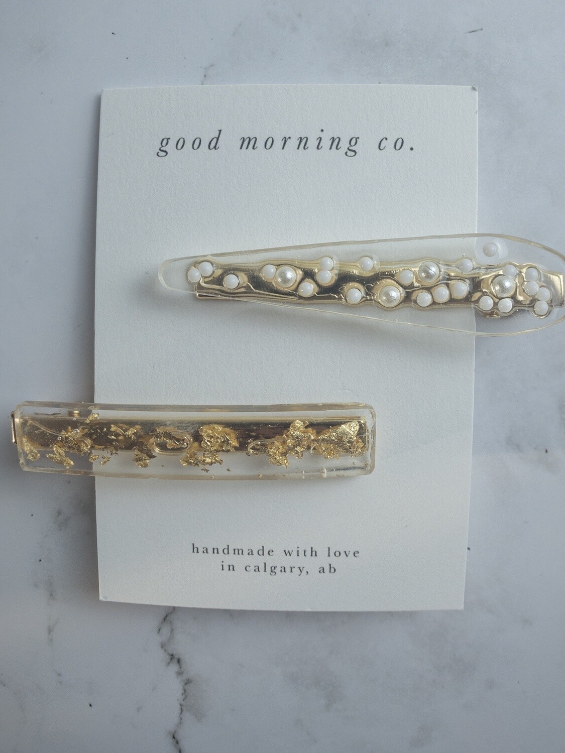 The Classical Hair Clip Set, Colour: Pearl + Gold Foil
