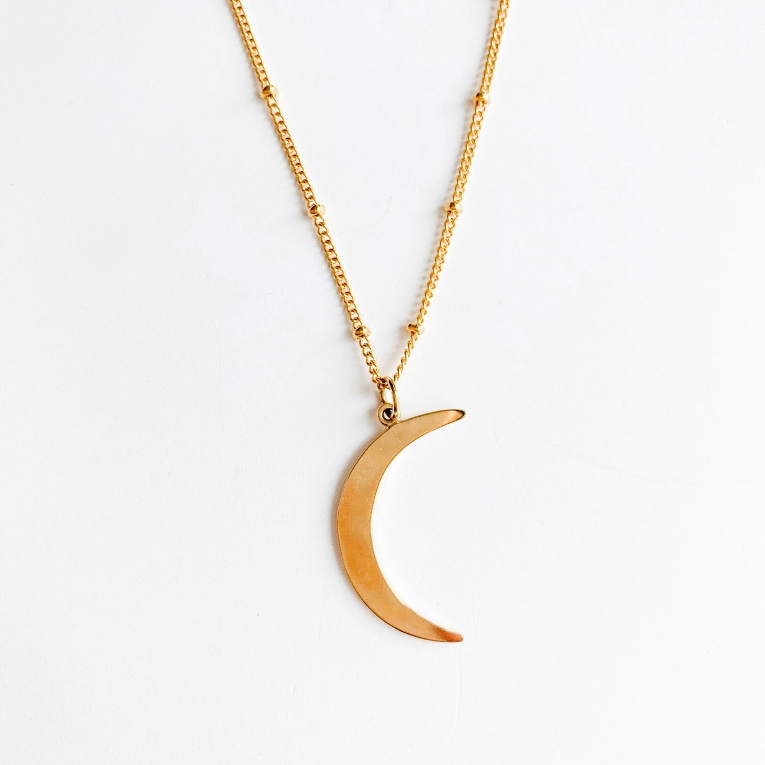 Bronze crescent moon necklace - large