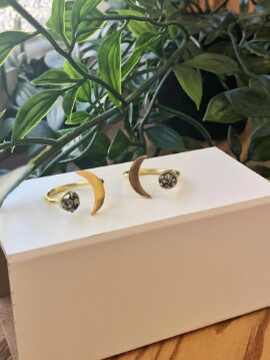 Moon and Pyrite Ring