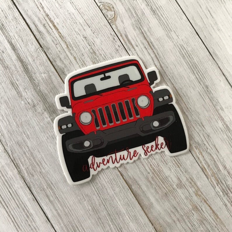 ADVENTURE SEEKER 4X4 VINYL STICKER, Colour: RED