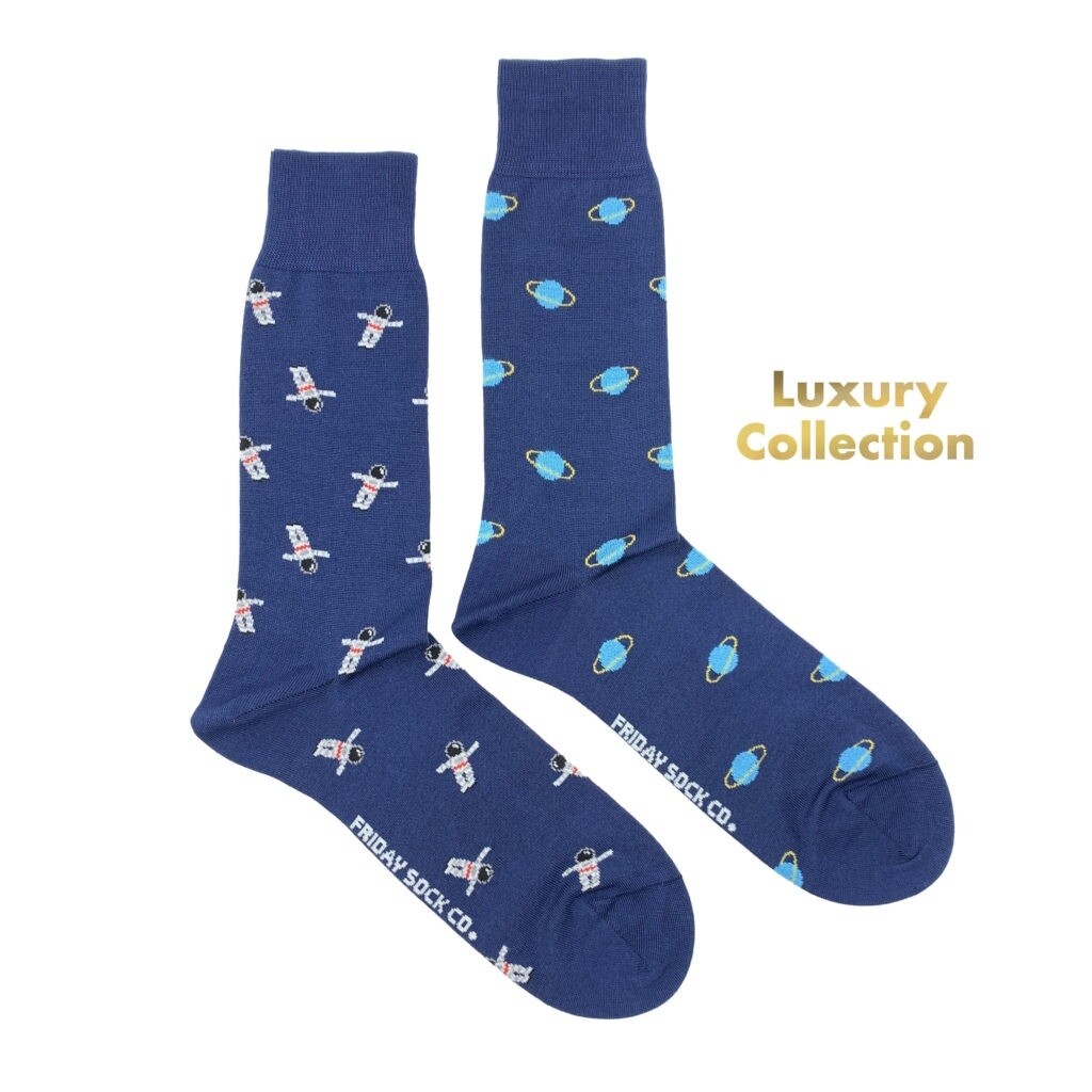 Men&#39;s Luxury Saturn &amp; Astronaut Space Socks