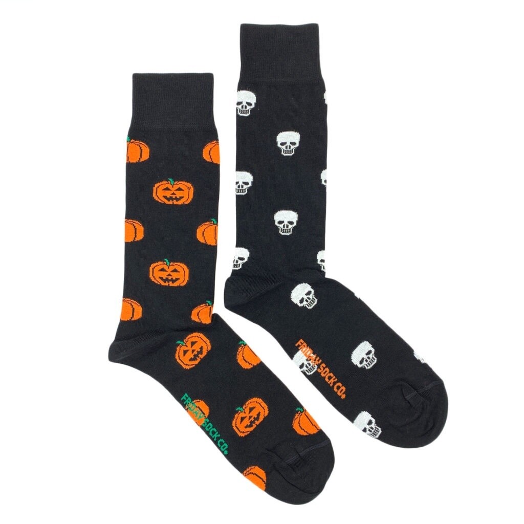 Men&#39;s Pumpkin &amp; Skull Halloween Socks