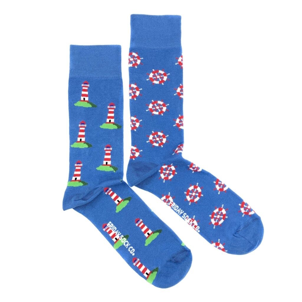 Men&#39;s Ship Wheel &amp; Lighthouse Socks
