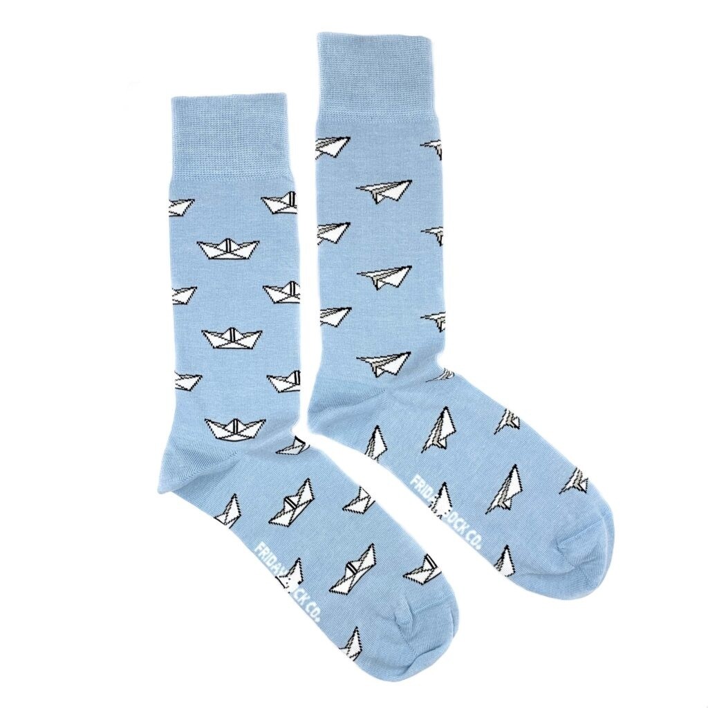 Men&#39;s Paper Boat &amp; Paper Plane Socks