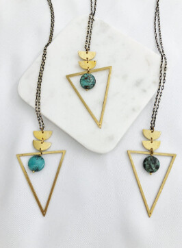 African Turquoise Triangle Necklace