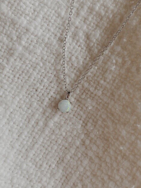 Silver Opal Dot Necklace