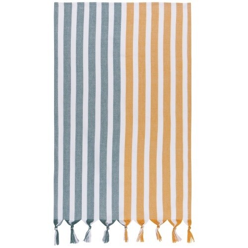 Lagoon/Ochre Caban Stripe Dishtowel