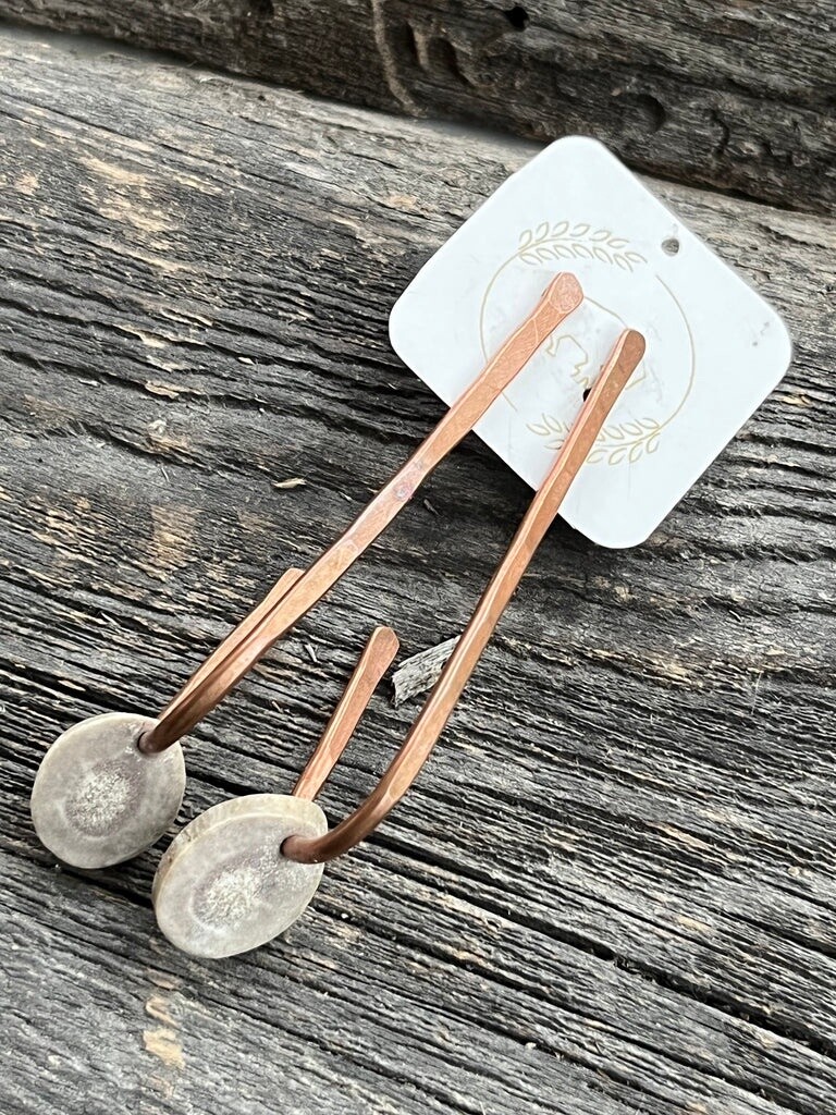 Copper Hook Stud Earrings