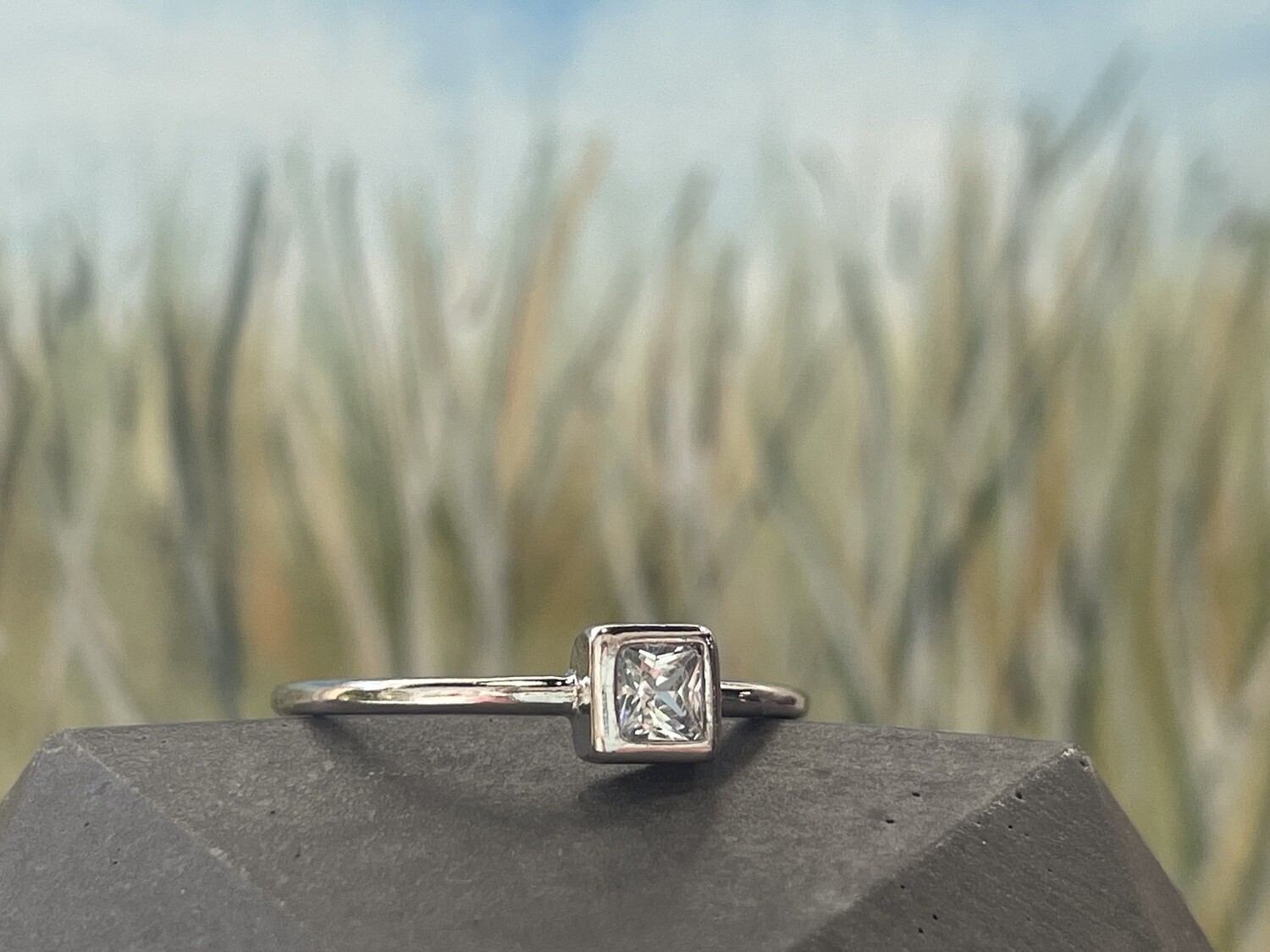 Stone Ring, Colour: Silver, Size: 5