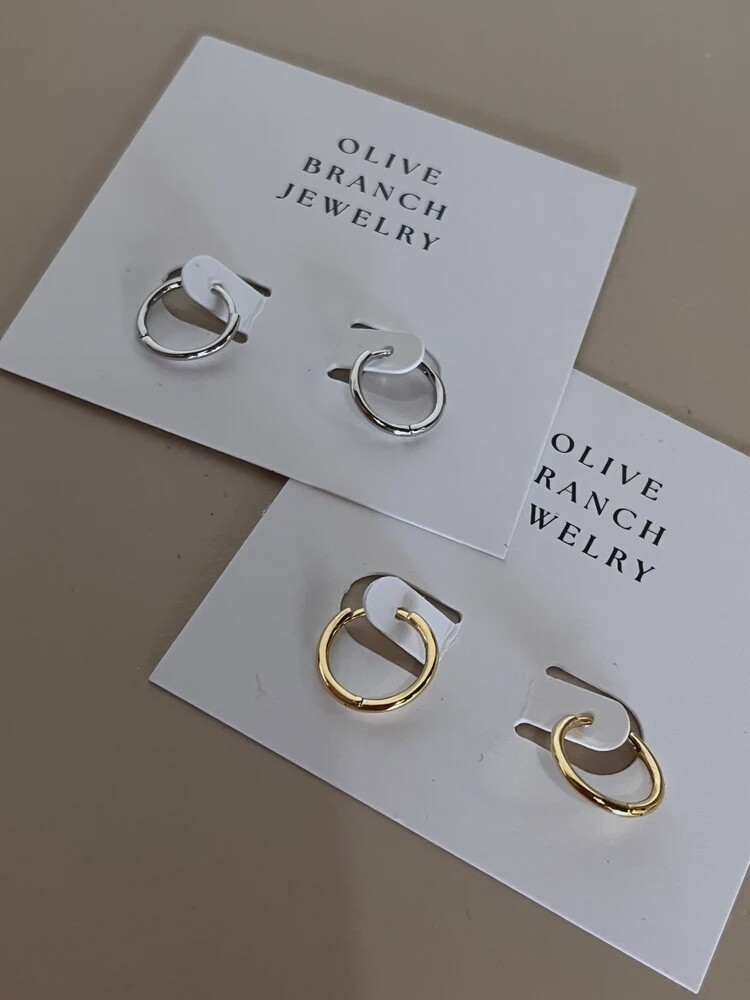 10mm Simple Huggie Hoops, Colour: Silver