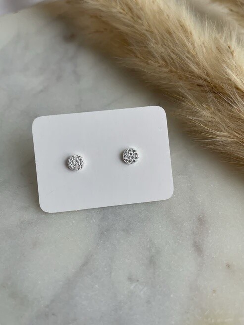 Full Moon Sparkle Studs Silver