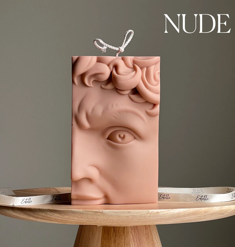 Half David&#39;s Head Male Bust Candle, Colour: Nude