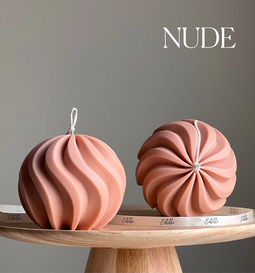 Big Swirl Ball  Candle, Colour: Nude