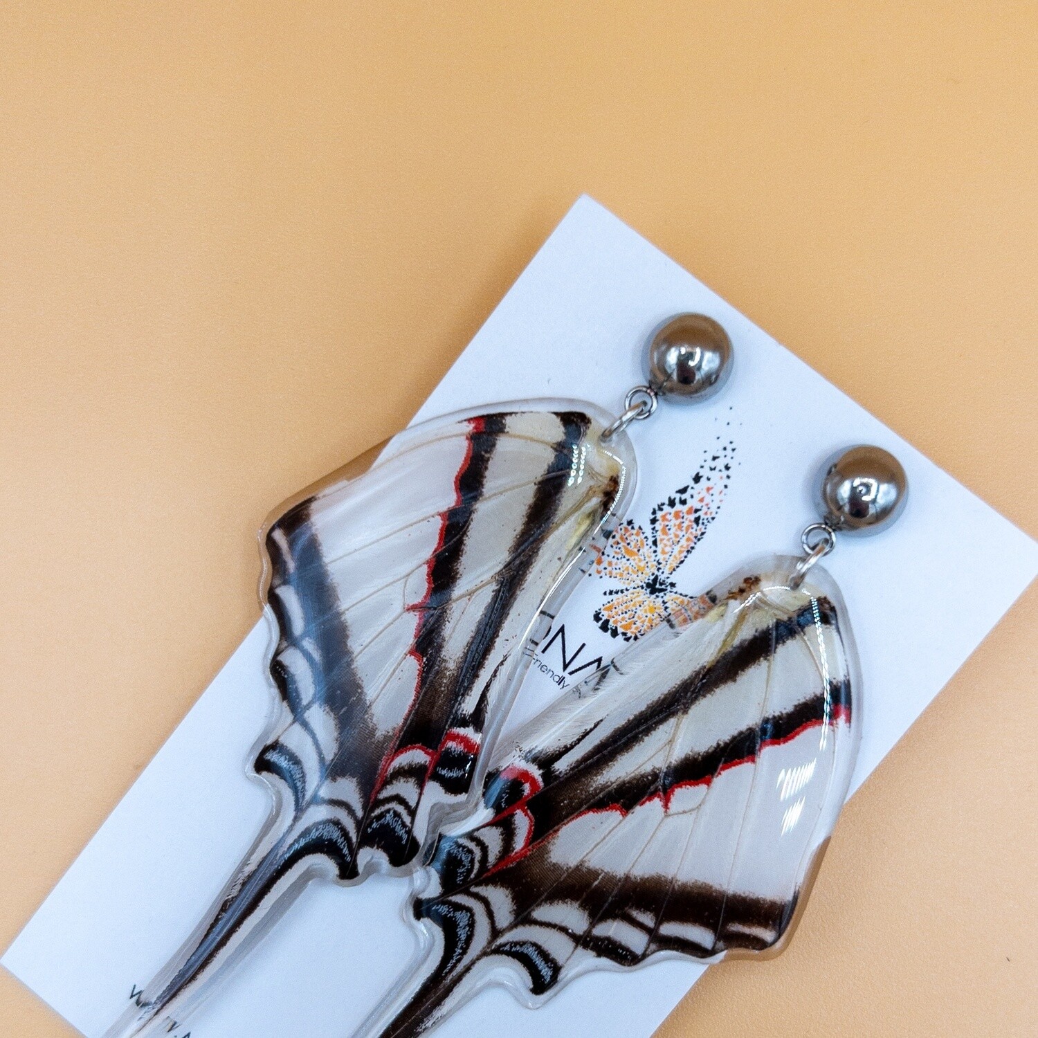 Great Kite Swallowtail Earrings, Design: Silver Round Stud