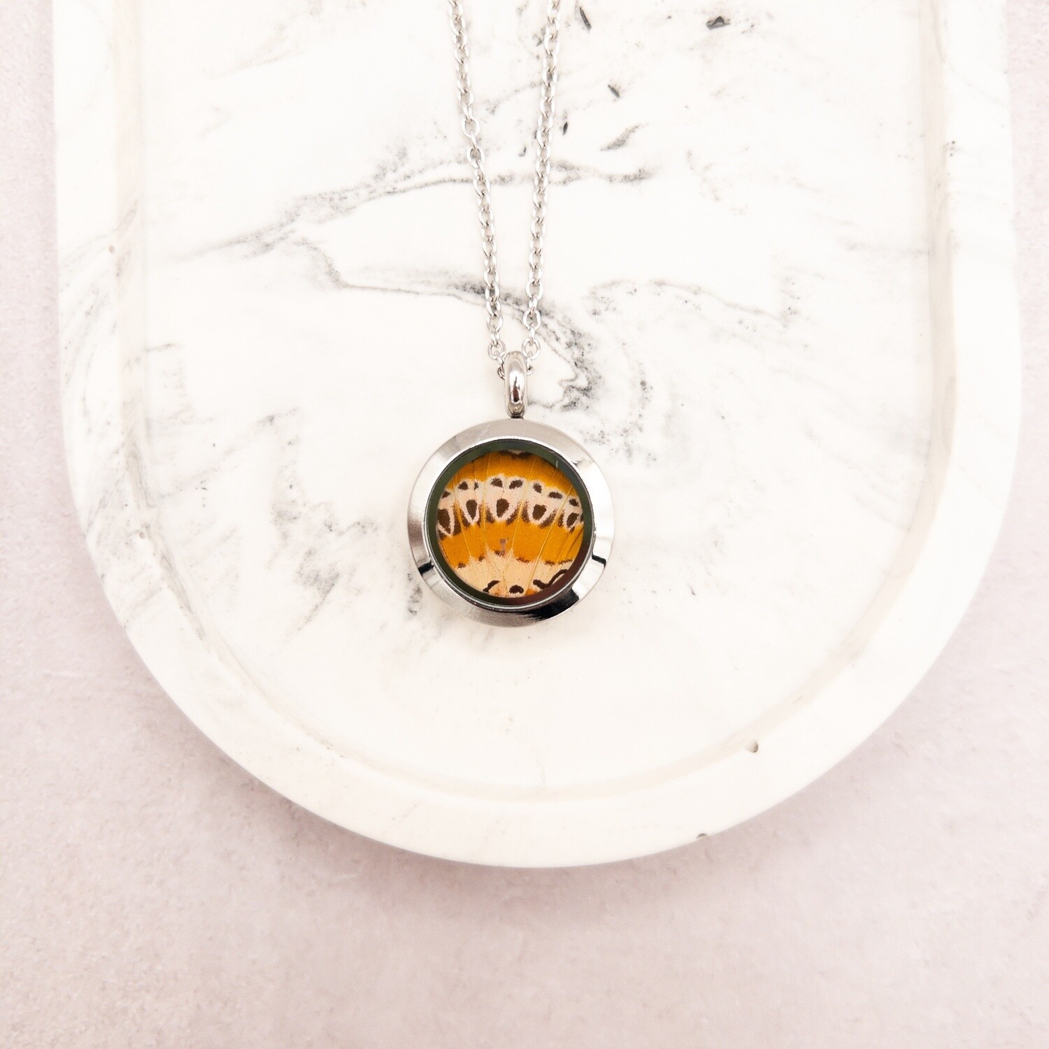Red Lacewing - Round Pendant