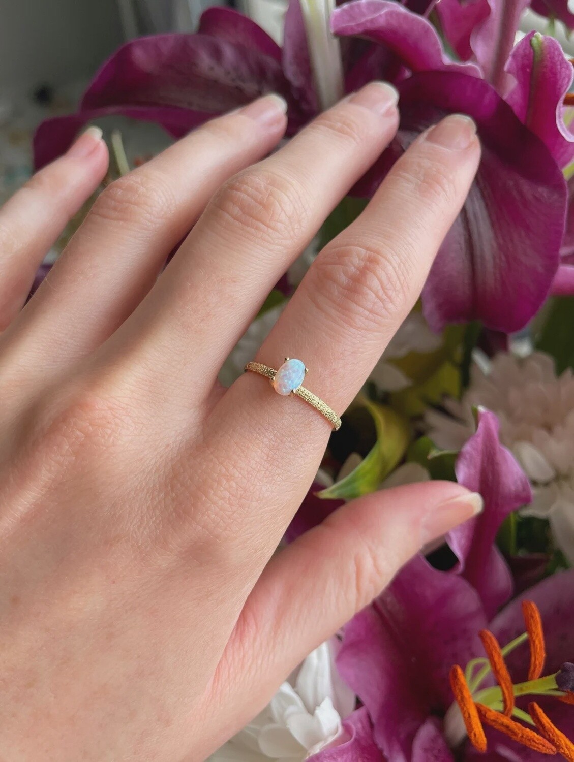 Gold Stardust Opal Ring