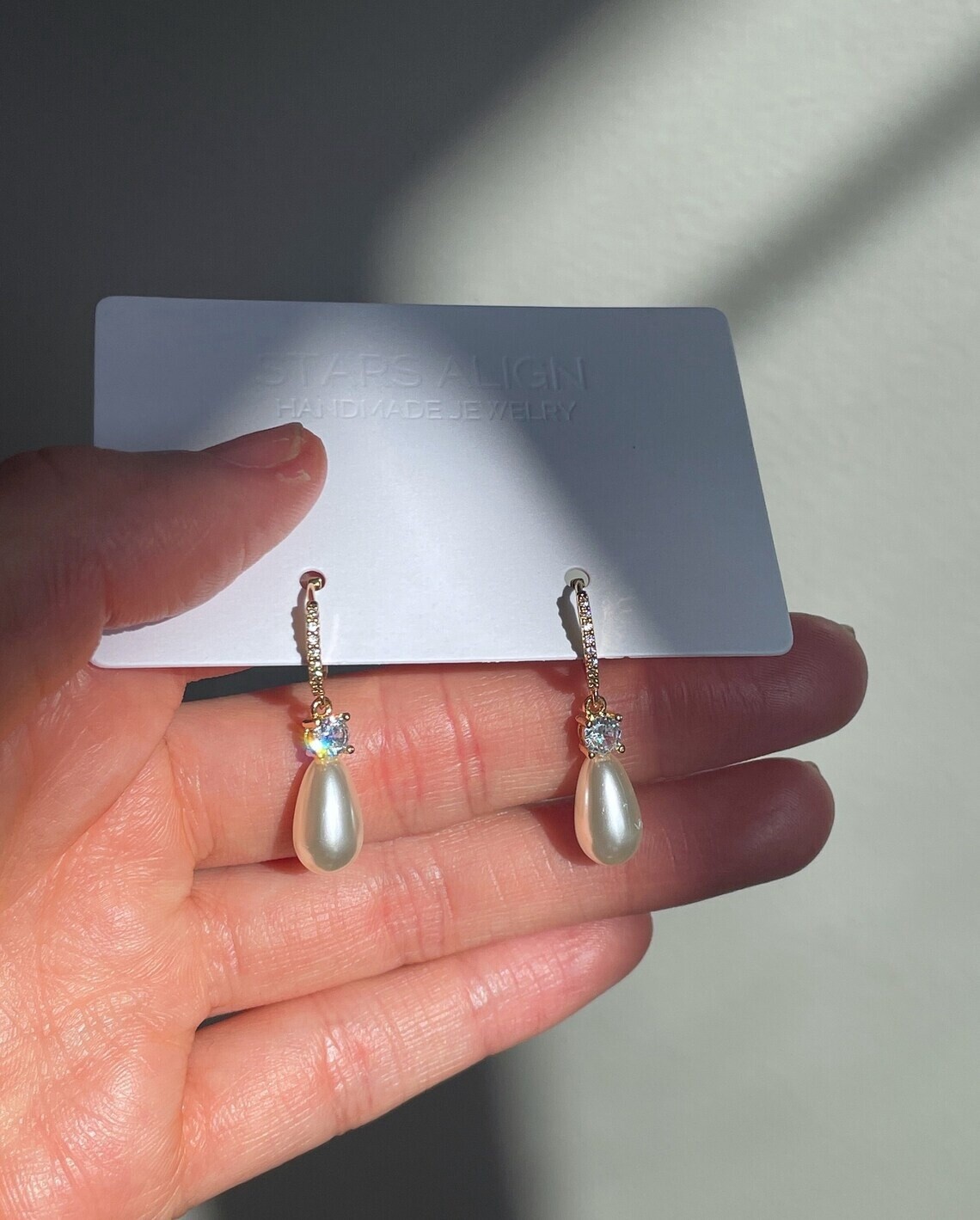 Teardrop Pearl Hoop Earrings