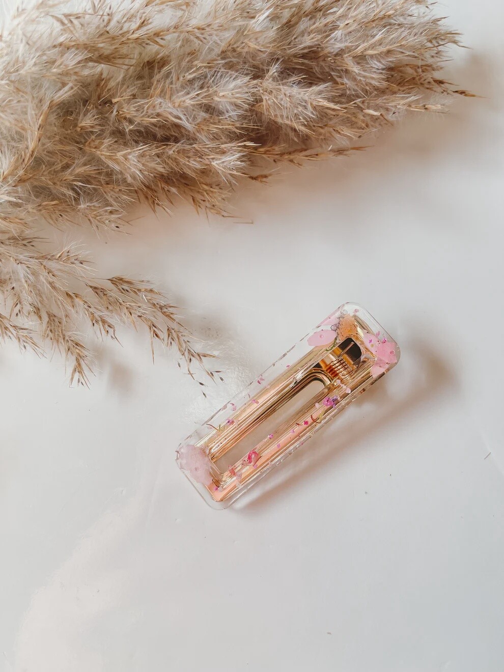 Floral Rectangular Clip large (OBSOLETE), Colour: Rose petal