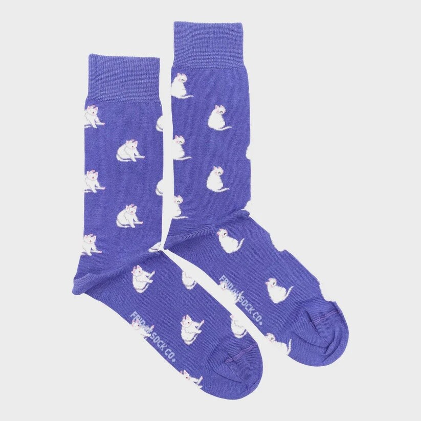 Men&#39;s White Cat Socks