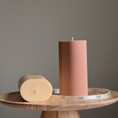 Ribbed Oval Pillar Candle