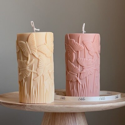 Large Butterfly Pillar Candle