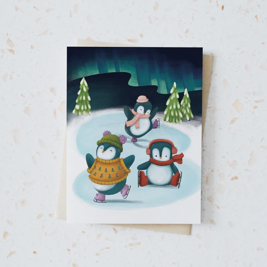 Penguin Skating Card