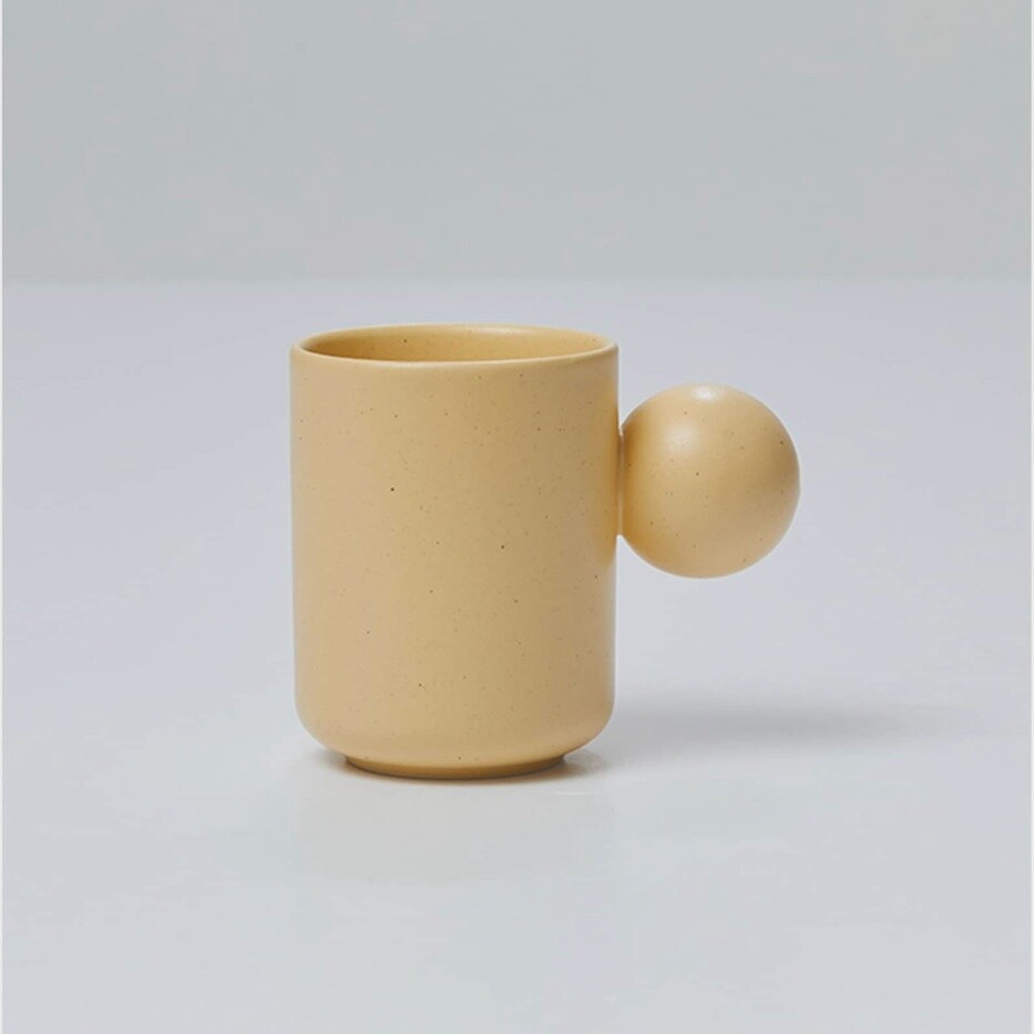 Ceramic Ball Handle Mug, Colour: Yellow