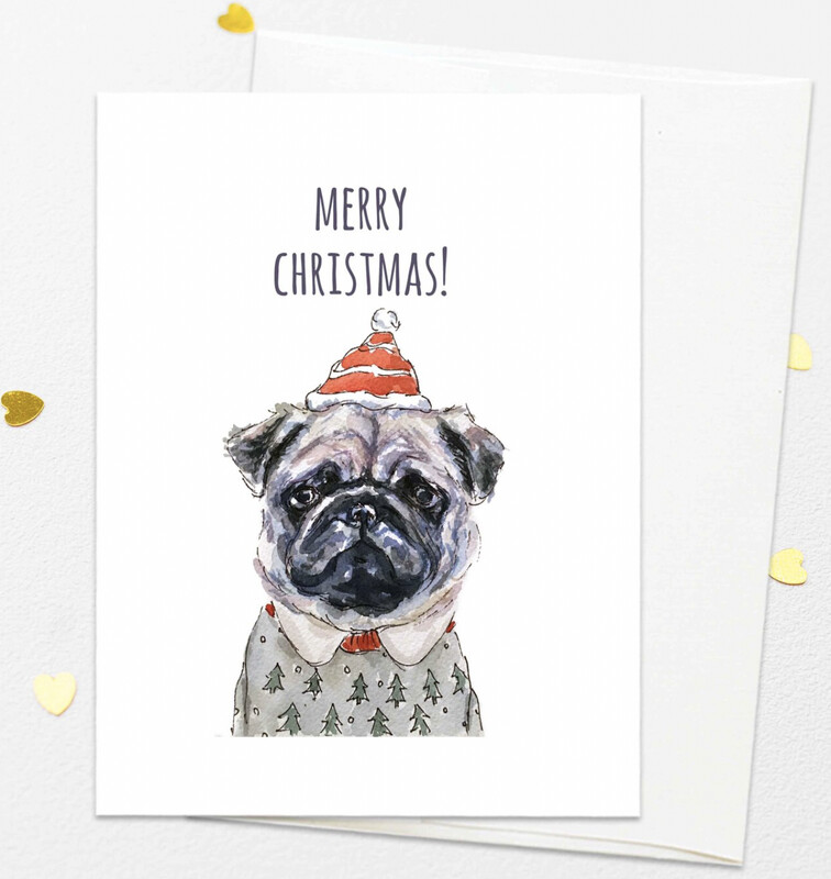 Pug Christmas Card
