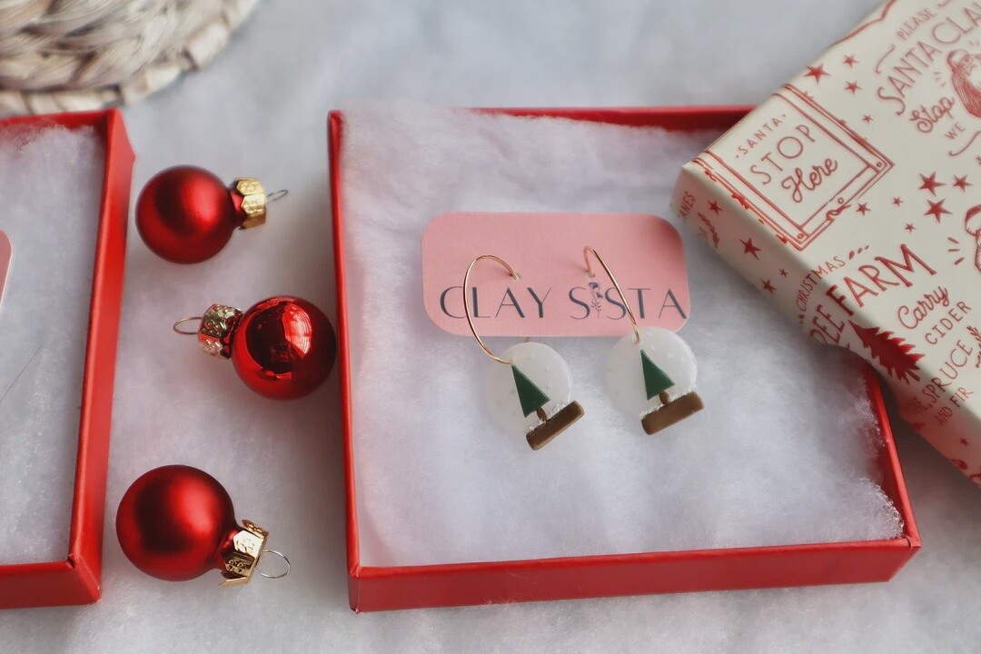 Pine Tree Snowglobe Earrings