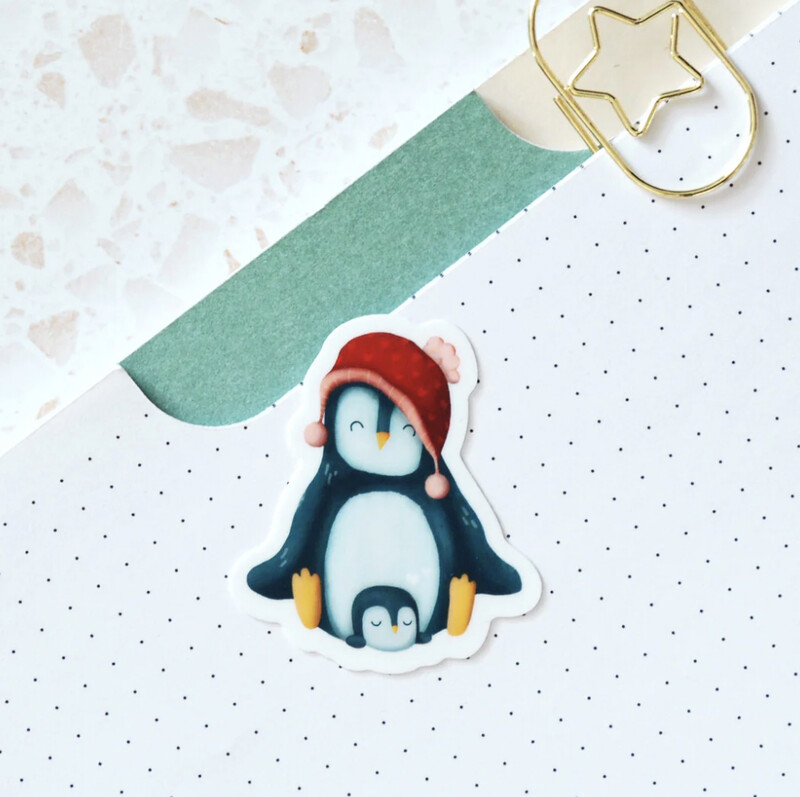 Penguin Momma and Baby Vinyl Sticker
