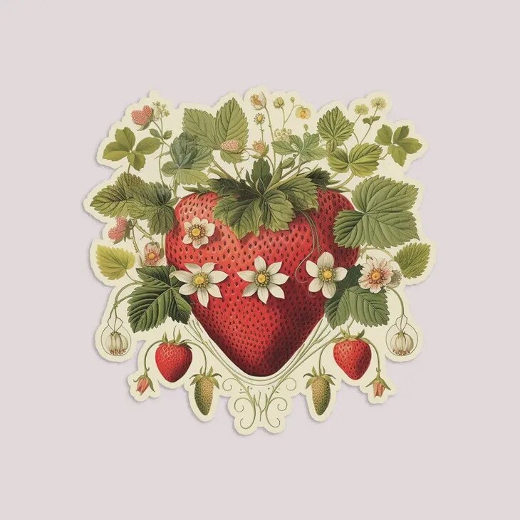 Strawberry Valentine Vinyl Sticker