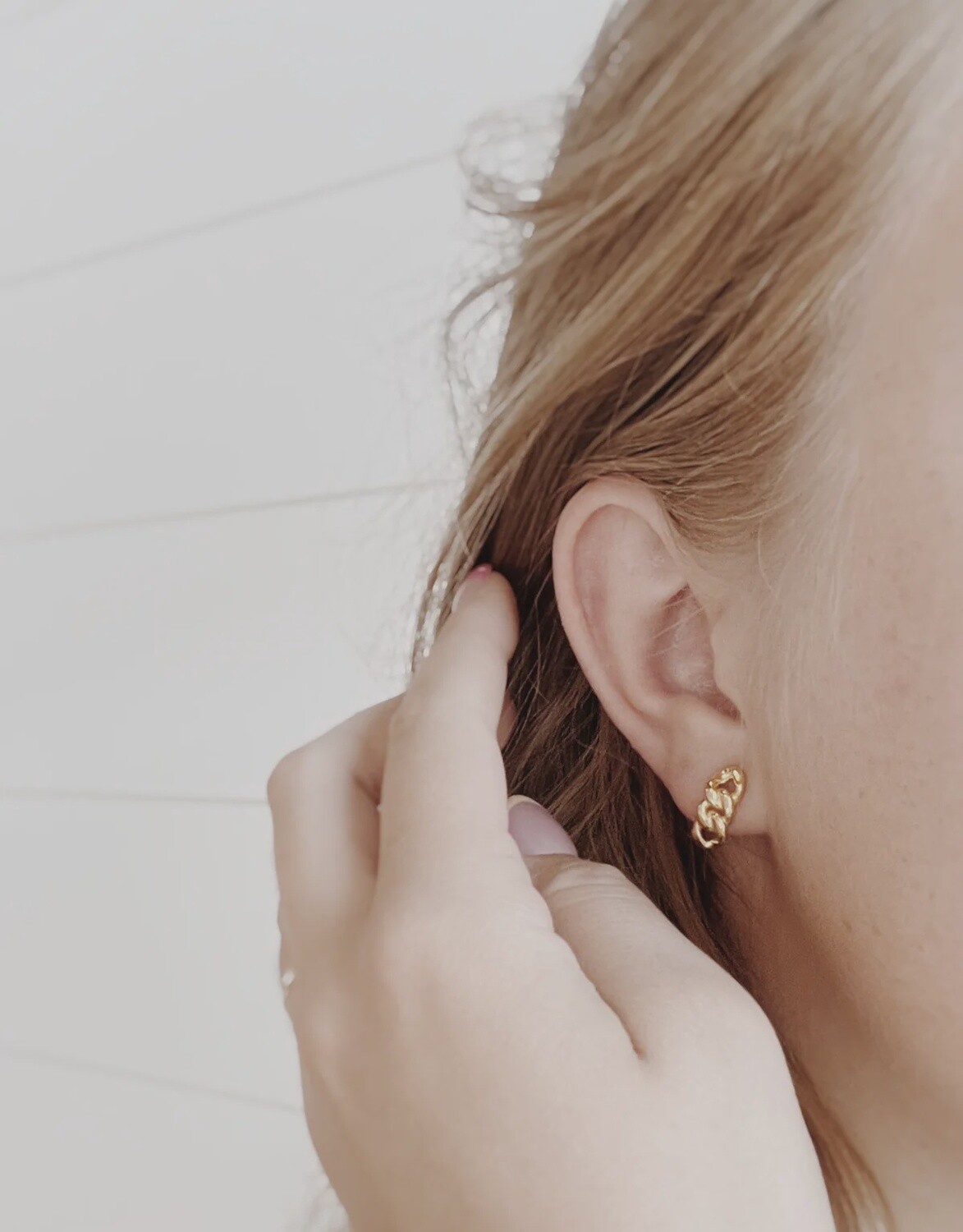 Chain Link Studs, Colour: Gold