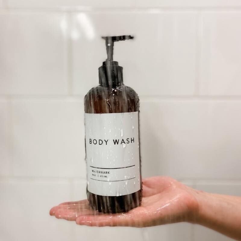 Amber Body Wash Bottle - Refillable Plastic Dispenser