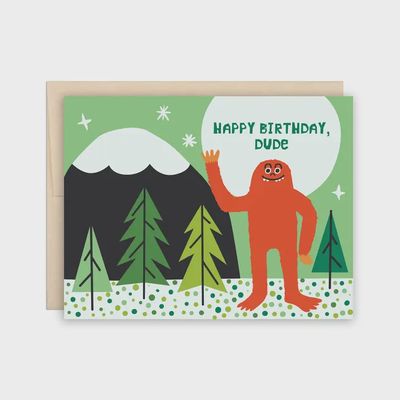 Bigfoot Dude Happy Birthday Card