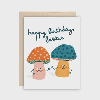 Cute Mushroom Bestie BFF Friendship Birthday Greeting Card