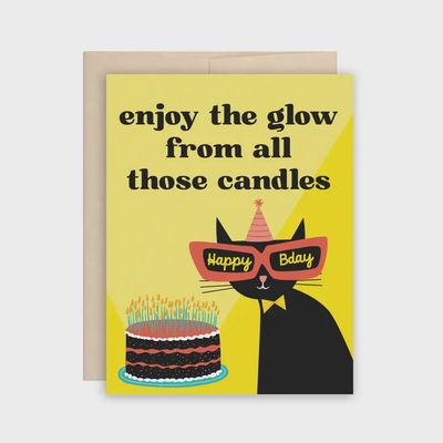 Enjoy the Glow Funny Getting Old Cat Birthday Card
