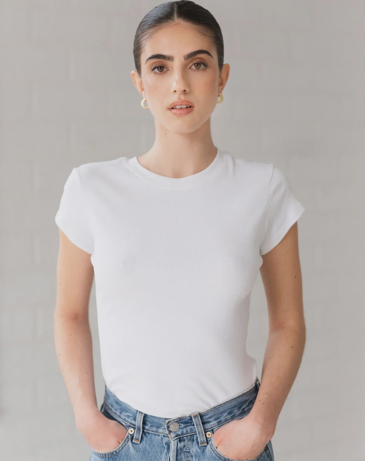Ribbed White Fitted Tee