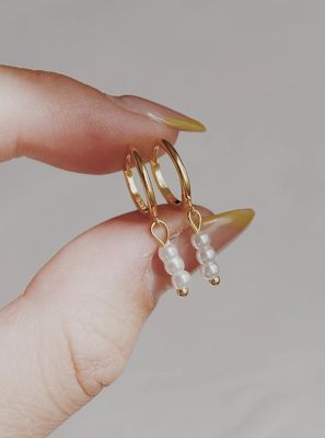 Pearl Drop Huggie Hoops