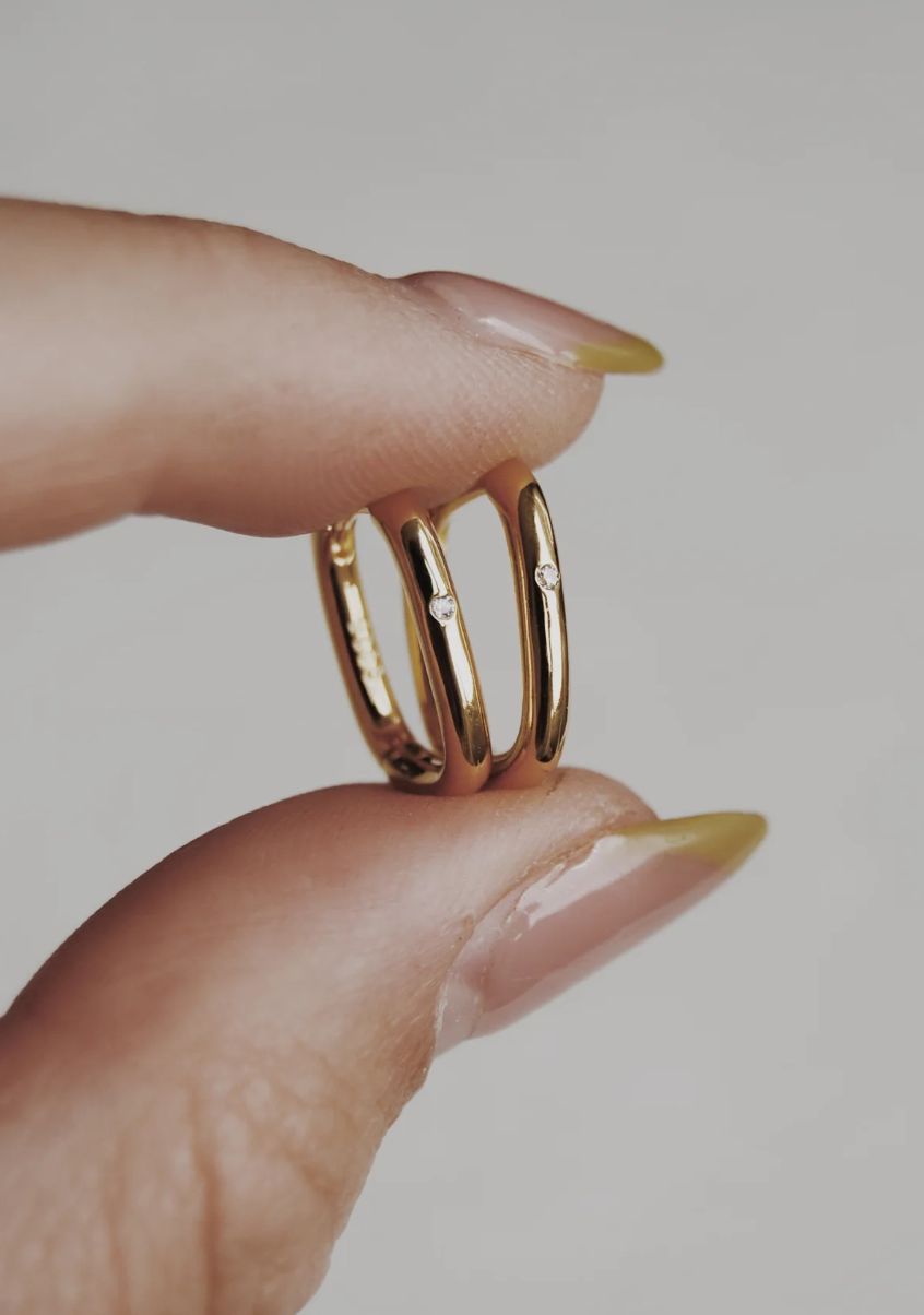 Diamond Dot Hoops