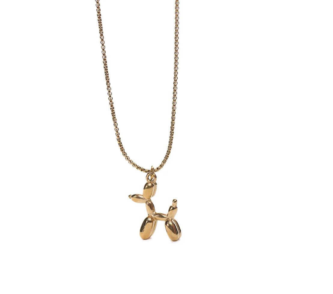 Dog Balloon Necklace Gold