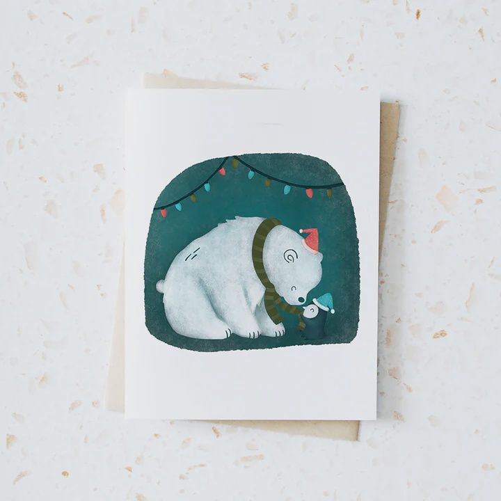 Polar Bear and Penguin Friend Holiday Card