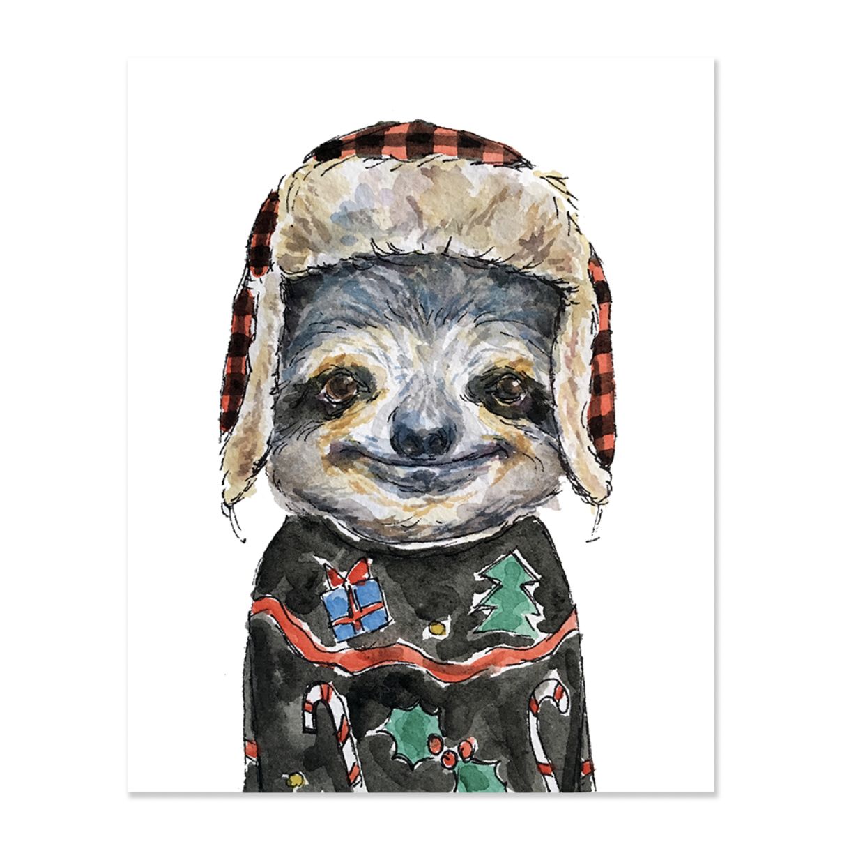 Holiday Sloth Print