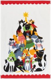 Kitty Carol Christmas Dishtowel