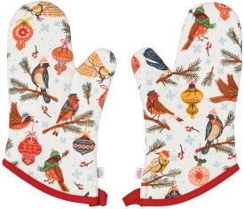 Season&#39;s Tweetings Chritmas  Oven Mitts Set/2