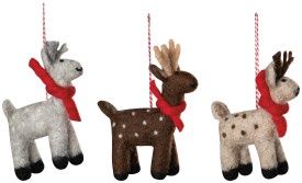 Artic Deer Felt Christmas Tree Ornaments