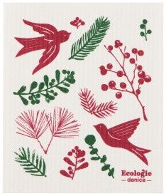 Winterberry Christmas Swedish Dishcloth