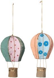 Hot Air Balloon Mache Christmas Tree Ornaments