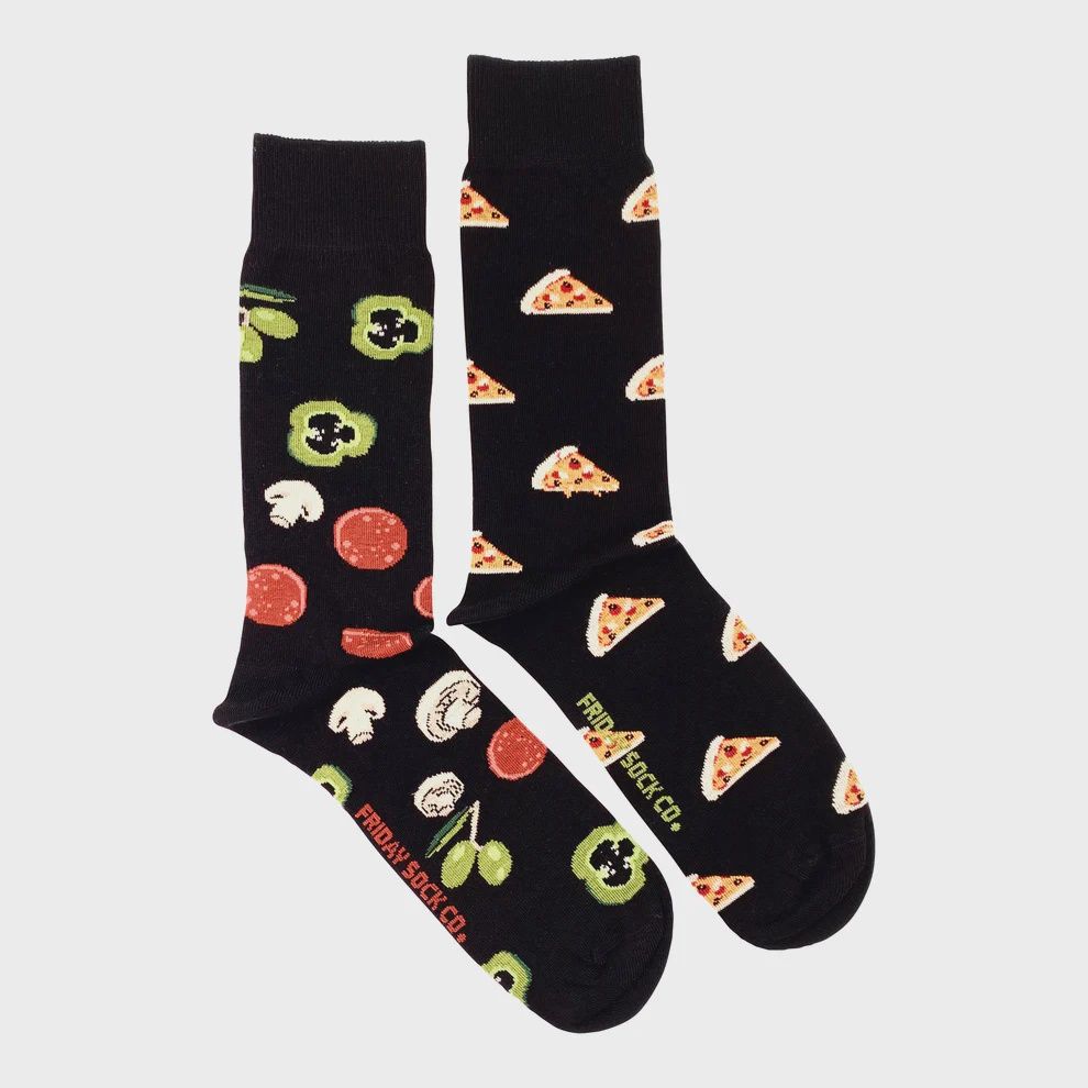 Men&#39;s Black Pizza Topping &amp; Pizza Socks