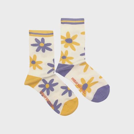 Women&#39;s Purple &amp; Yellow Flowers Socks